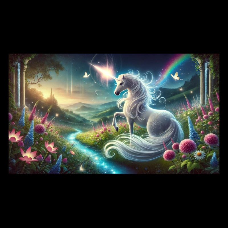 A mystical unicorn with a glowing horn