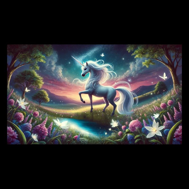 Ein mystisches Einhorn mit Aurora Boreralis