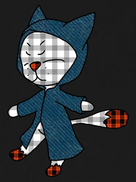 Un chat en imperméable