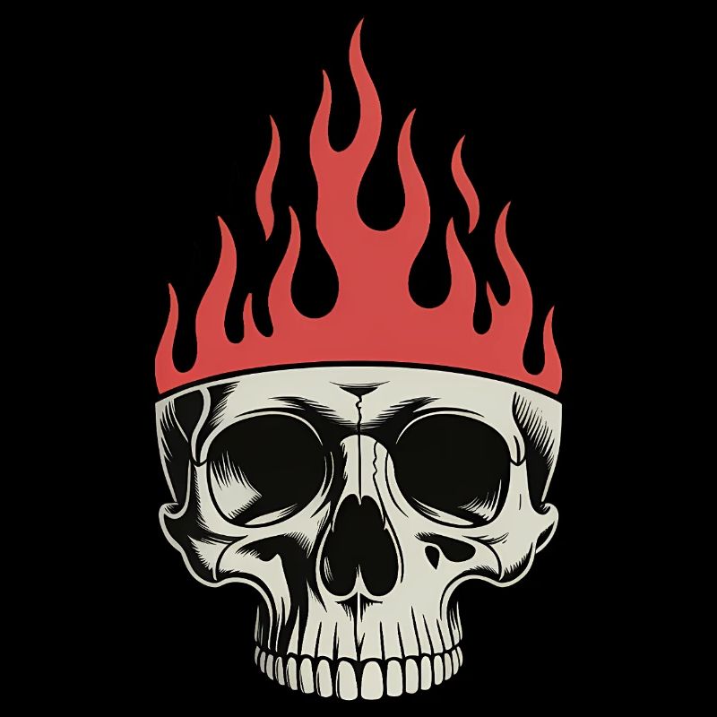 Couronne de flammes crâne - Cool Skeleton Tattoo