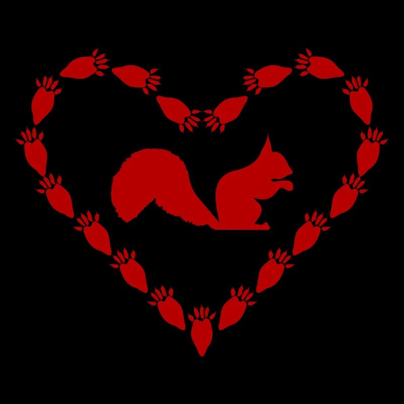 Eichhoernchen Red heart with paws imprint