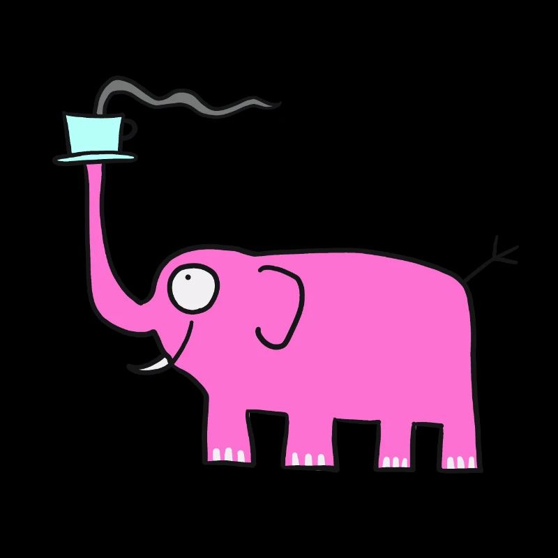 Pink elephant with coffee