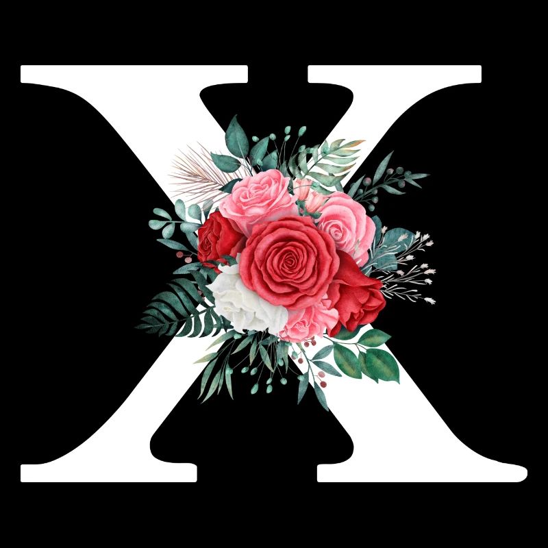 Roter floraler x-Buchstabe