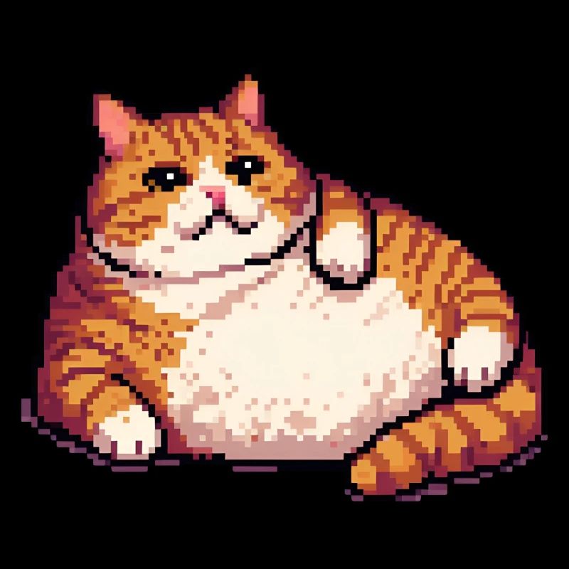Fat ginger cat pixel art