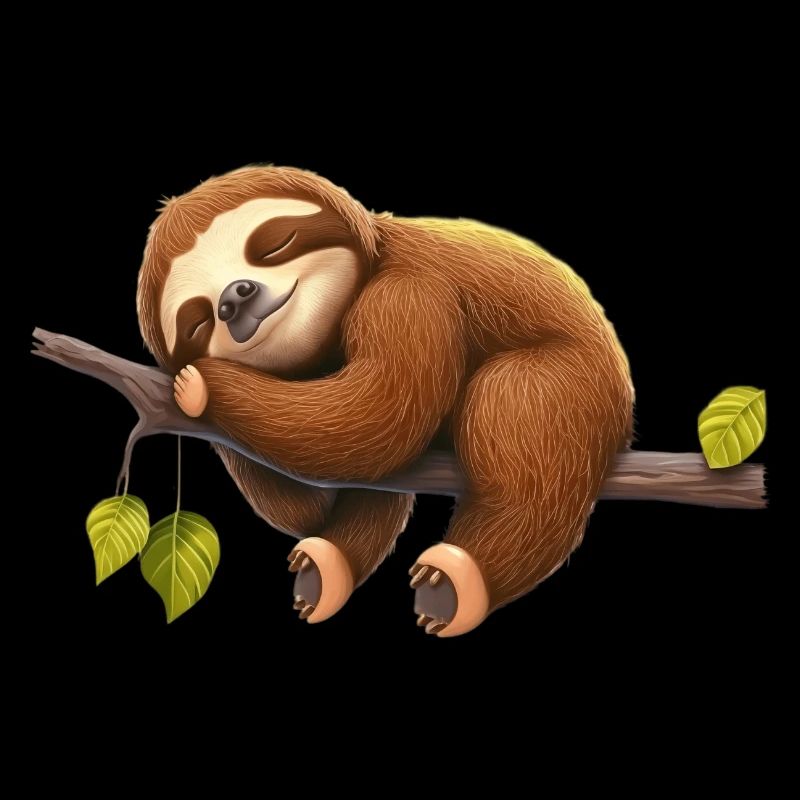 Sleeping sloth lies on a branch