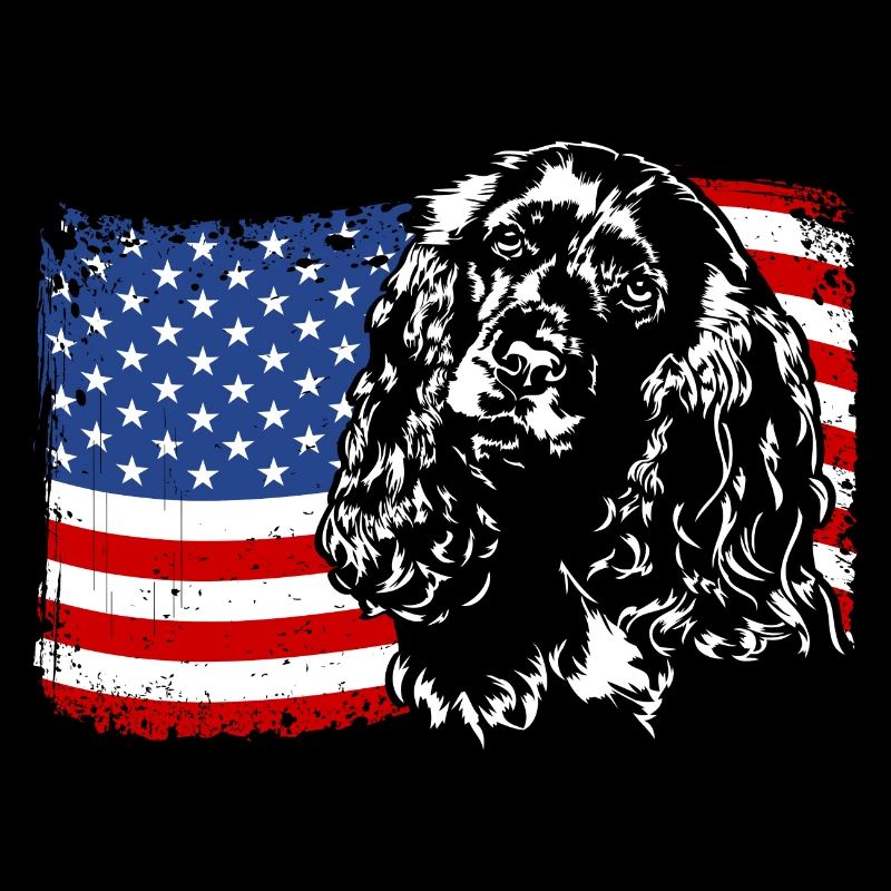 Cocker Spaniel Amerika Fahne Hunde Wilsigns