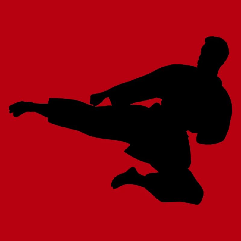 Karate oder Taekwondo sprangen seitwärts