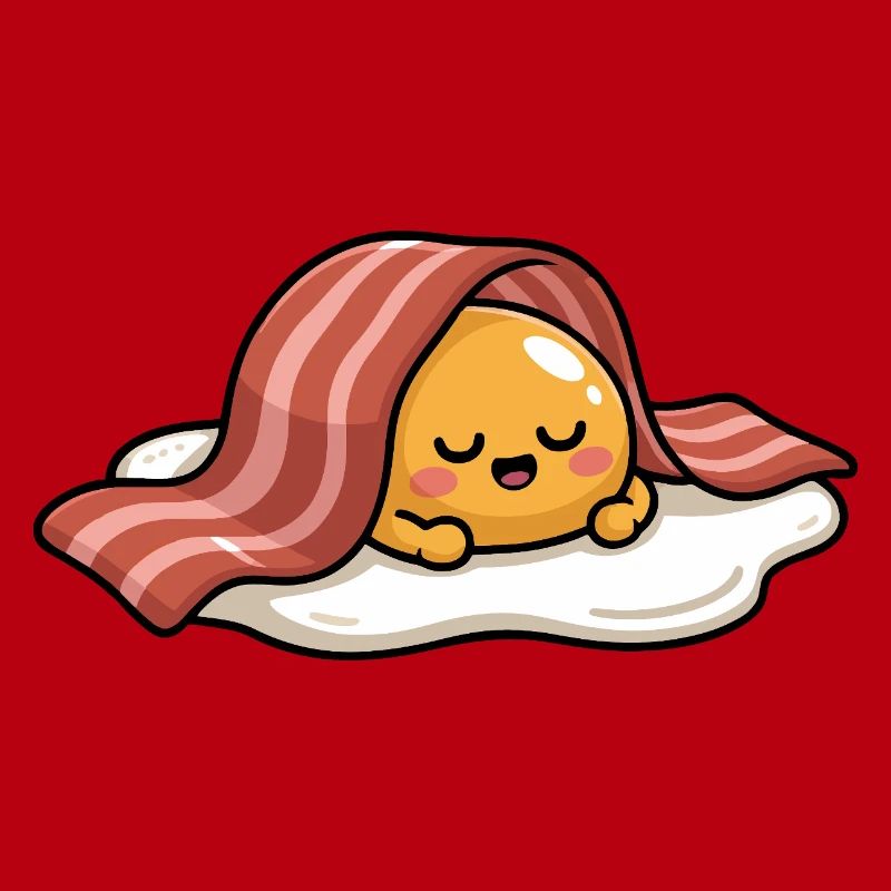 Sleeping Egg with Bacon Cartoon
