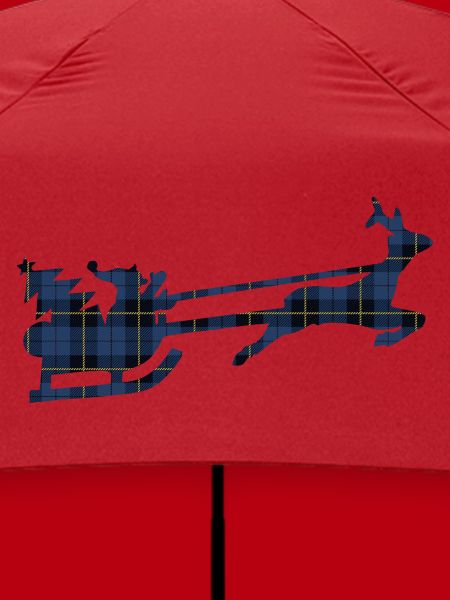 Blauer Tartan-Santa-Schlitten-Silhouette