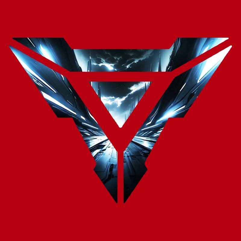 Futuristic Cyber Realm Triangular Design