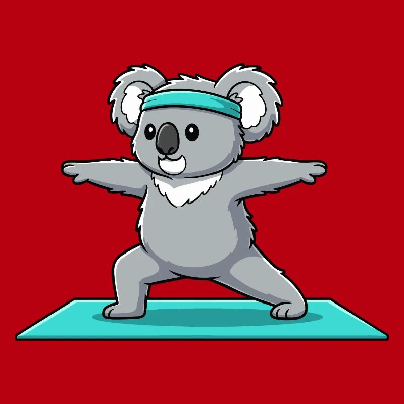 Yoga Koala Bear Doing Warrior Pose