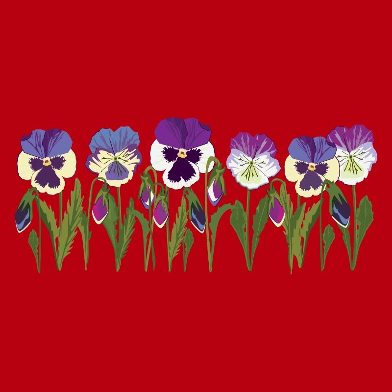 Rangée de fleurs de pensée en violet