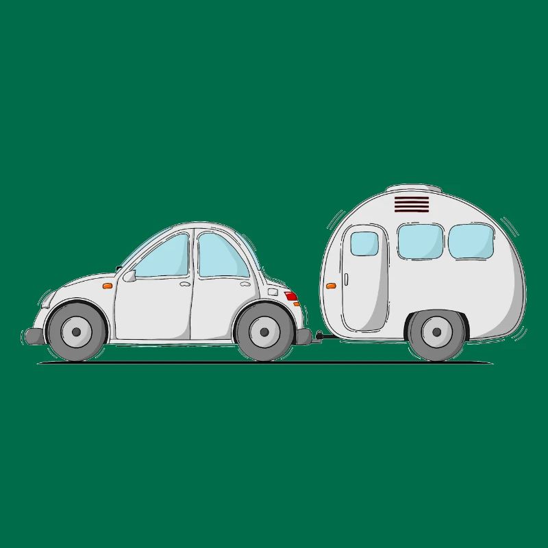 Auto mit Wohnwagen Grau