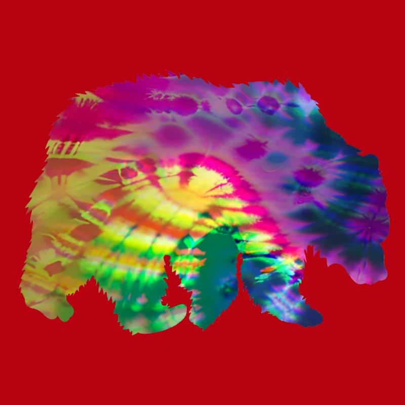 Bear Silhouette Tie Dye Batik Pattern
