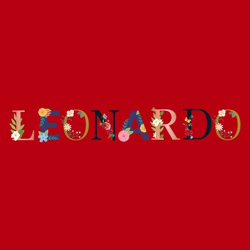 Le nom de LEONARDO décoré de fleurs
