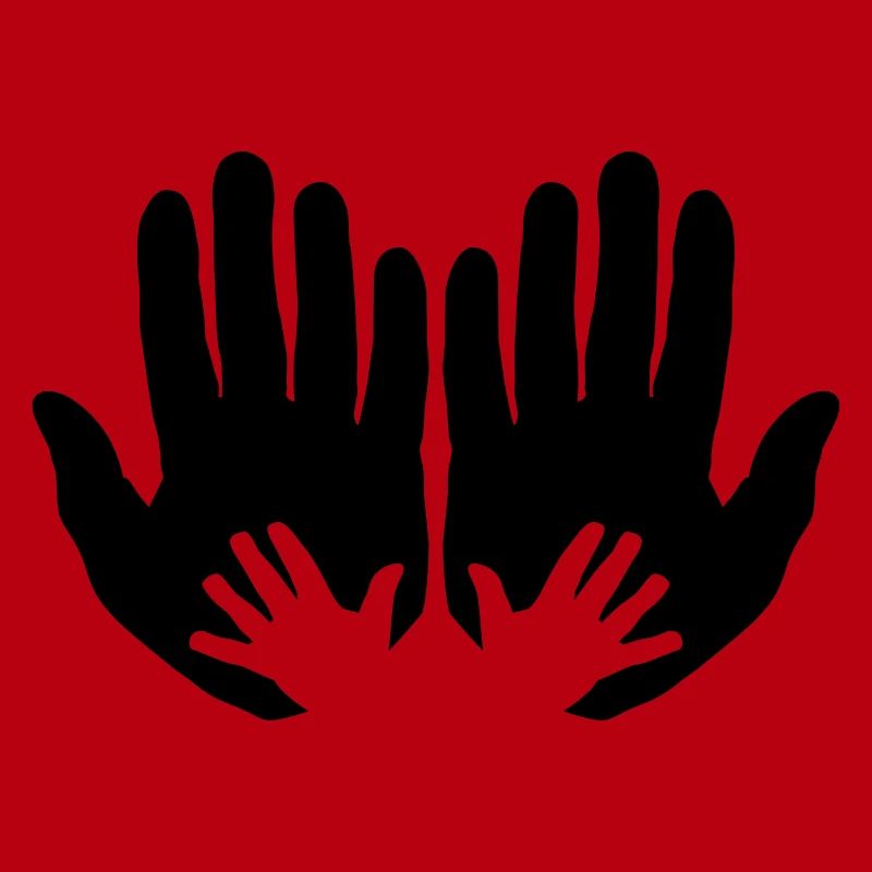 Open parents hands with children's hands