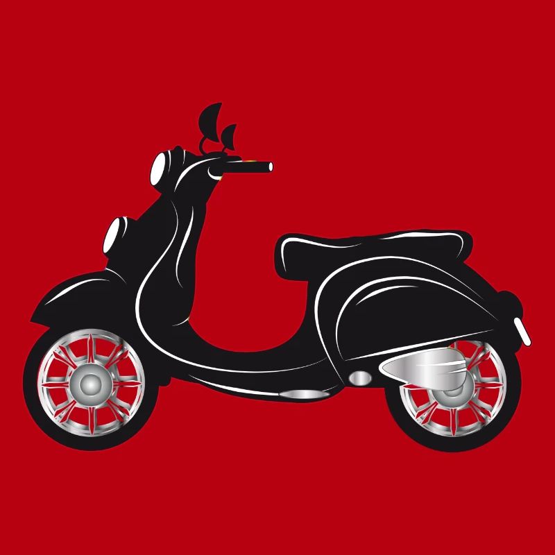 A black scooter with a colored edge