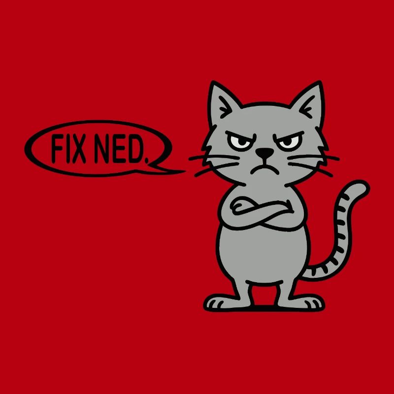 Angry cat with speech bubble - fix ned dialect