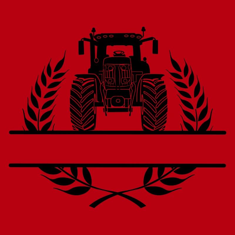 Tractor front view in laurel wreath