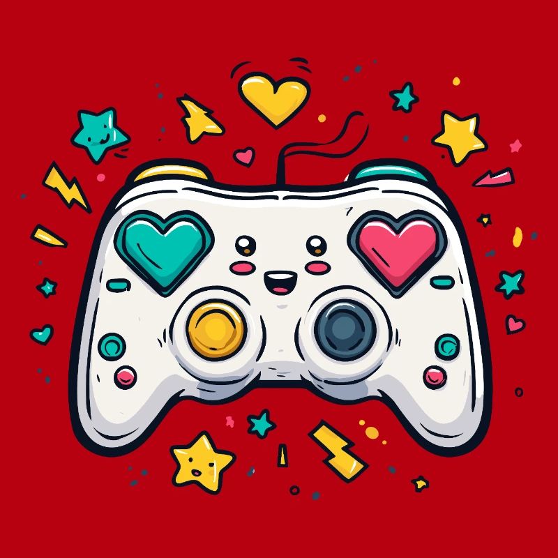 Herzcontroller Neon Spieldesign