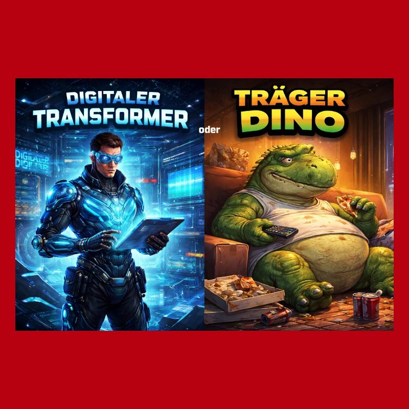 Digitaler Tech-Kämpfer oder träger Dino