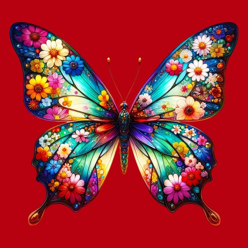 Papillon décoré de fleurs