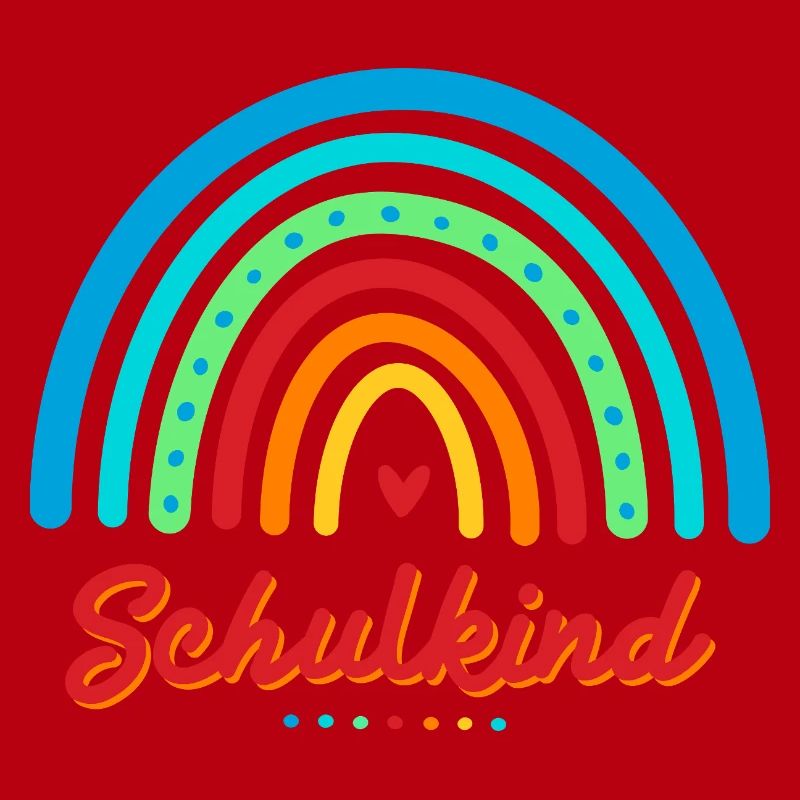 Schulkind bunter Retro Regenbogen Einschulung