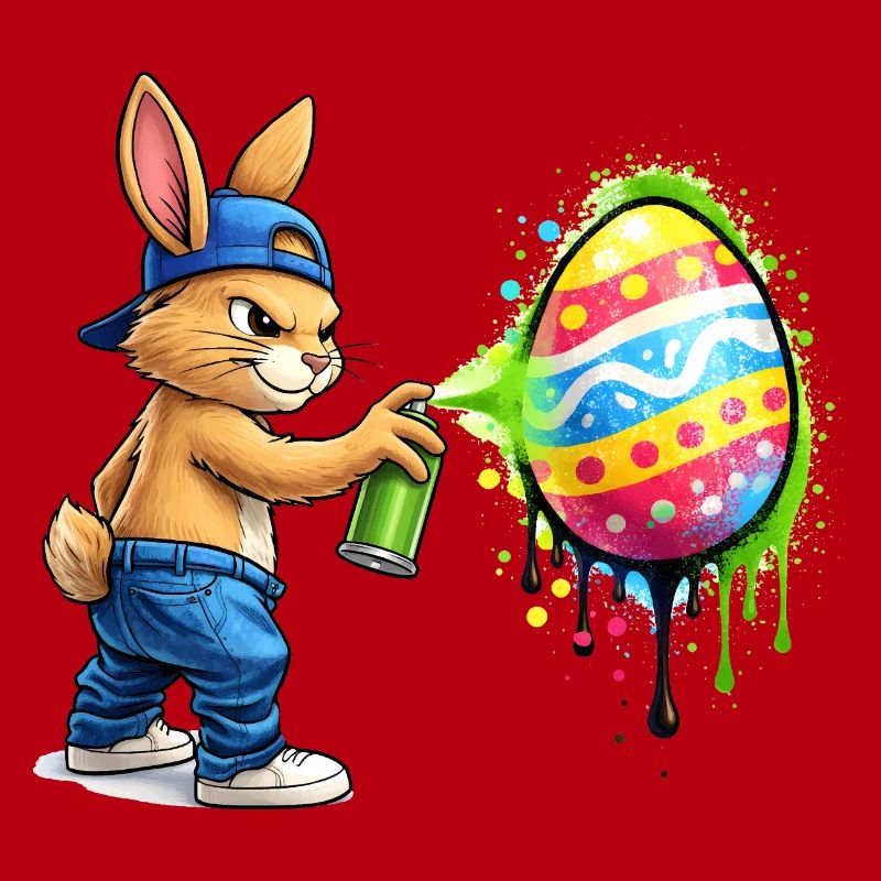 Graffiti bunny with Easter egg