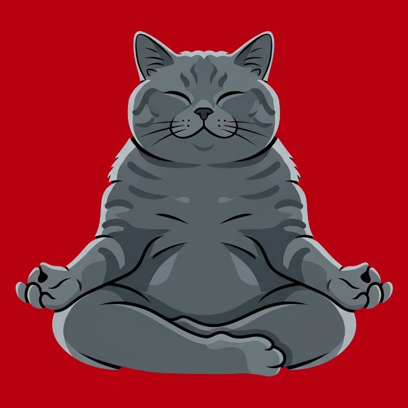 Meditierende Graue Katze