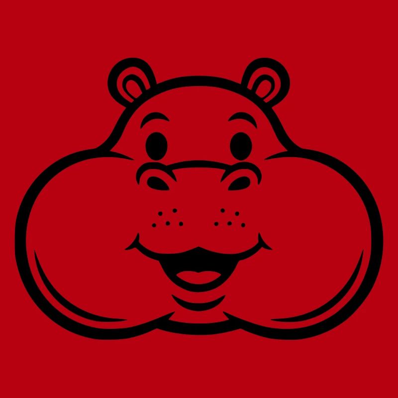 Laughing Hippo Head Face Comic Vector