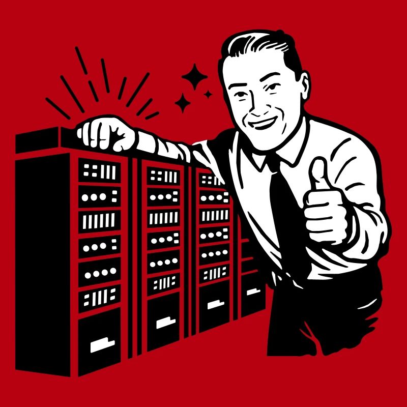 Retro IT-Admin lächelt – Vintage Tech Support