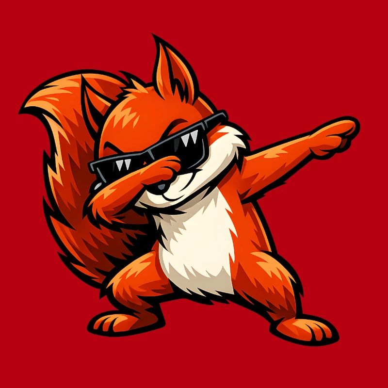 Dabbing Rotes Eichhörnchen