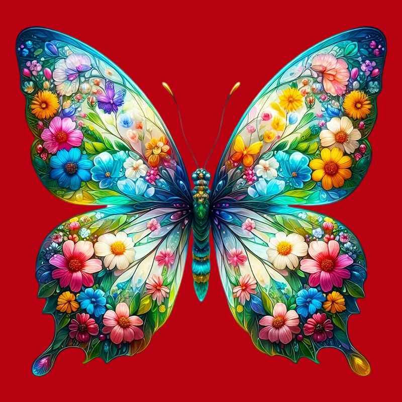 Papillon décoré de fleurs
