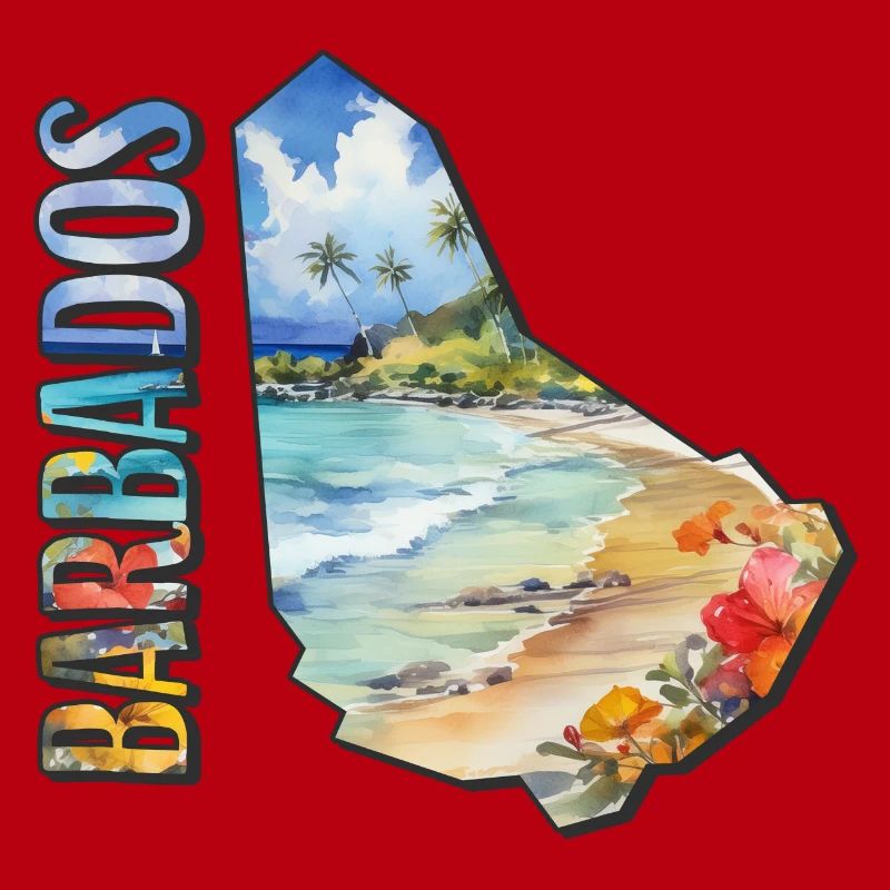 Carte à l’aquarelle Barbade