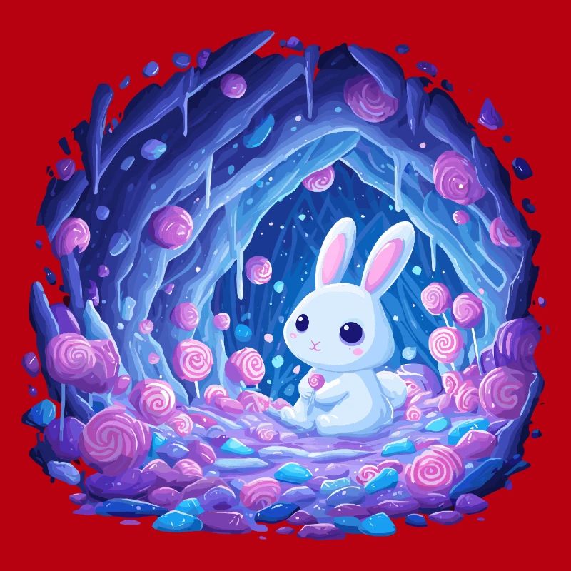 Moonlight Rabbit in the Rose Forest