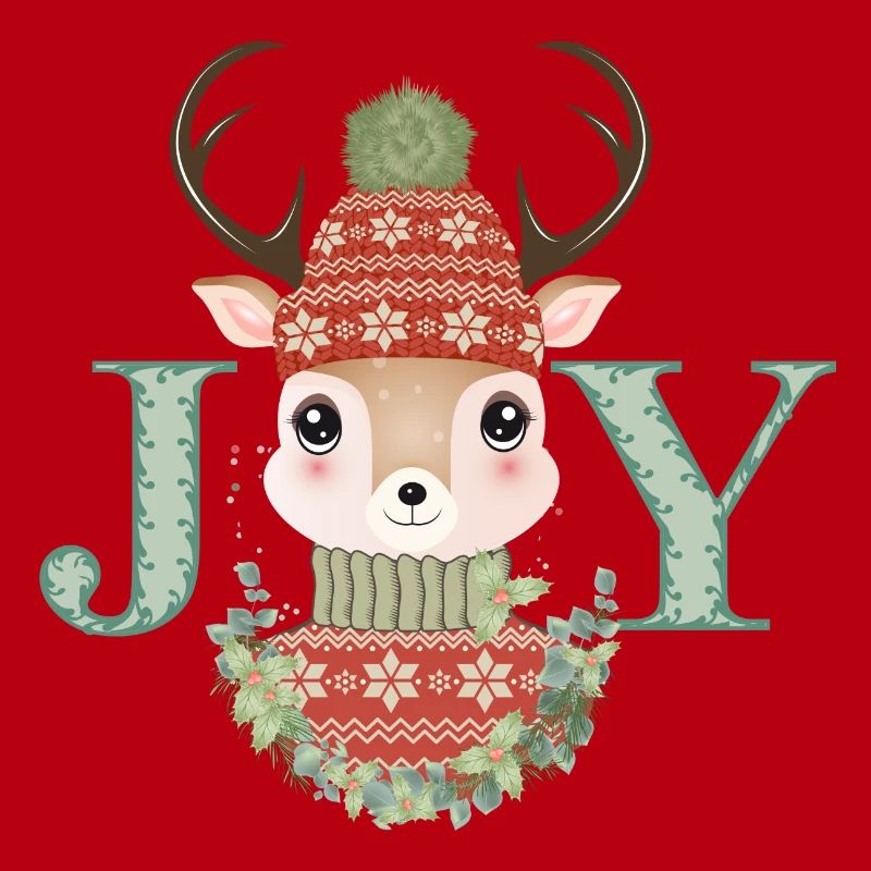 cerf mignon avec pull et bonnet pompon Joy