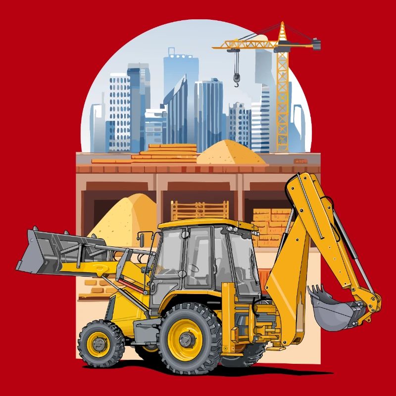 Backhoe Loader, Tractor Loader on Construction Site