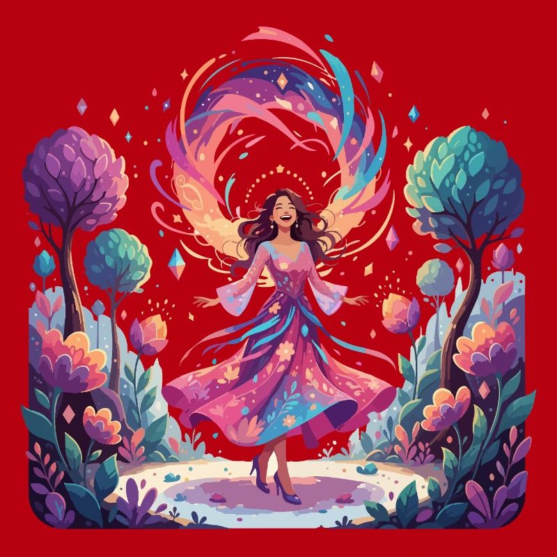 Danse colorée de la princesse dans la danseuse enchantée de la forêt