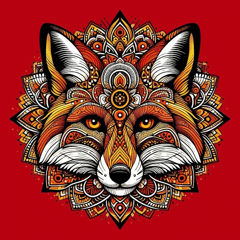 Fuchs mit Mandalas geschmückt