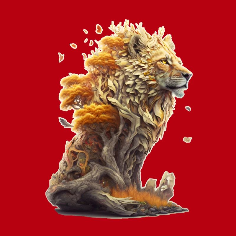 Lion avec des éléments de savane, conception de lion