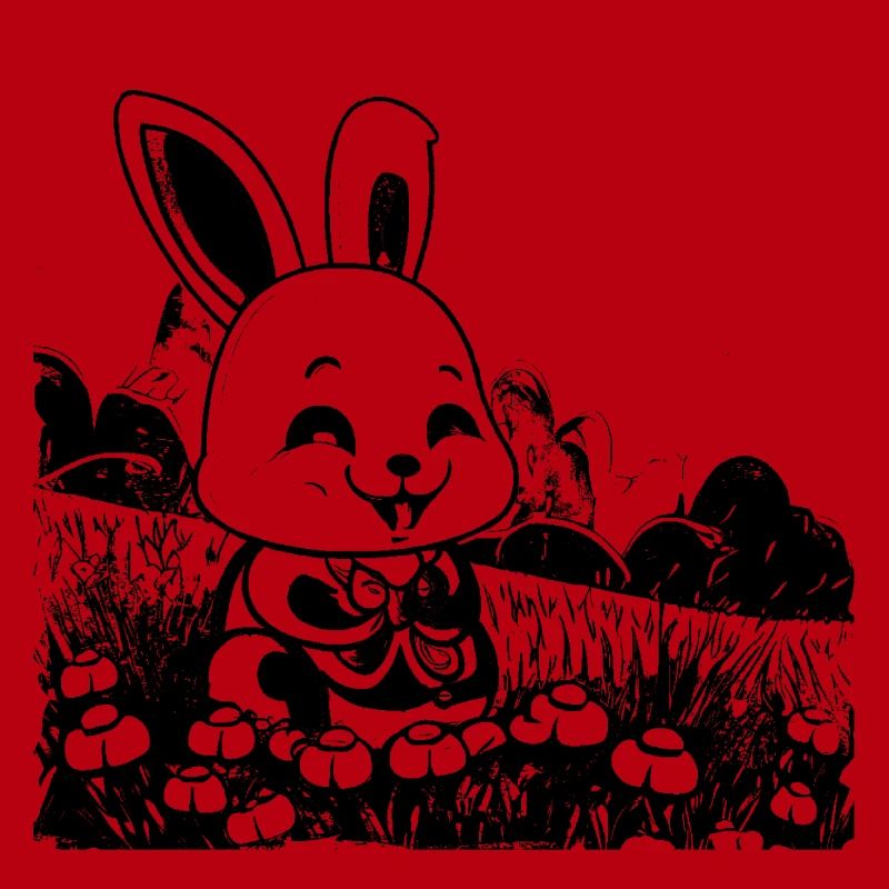 Rabbit in meadow comic style