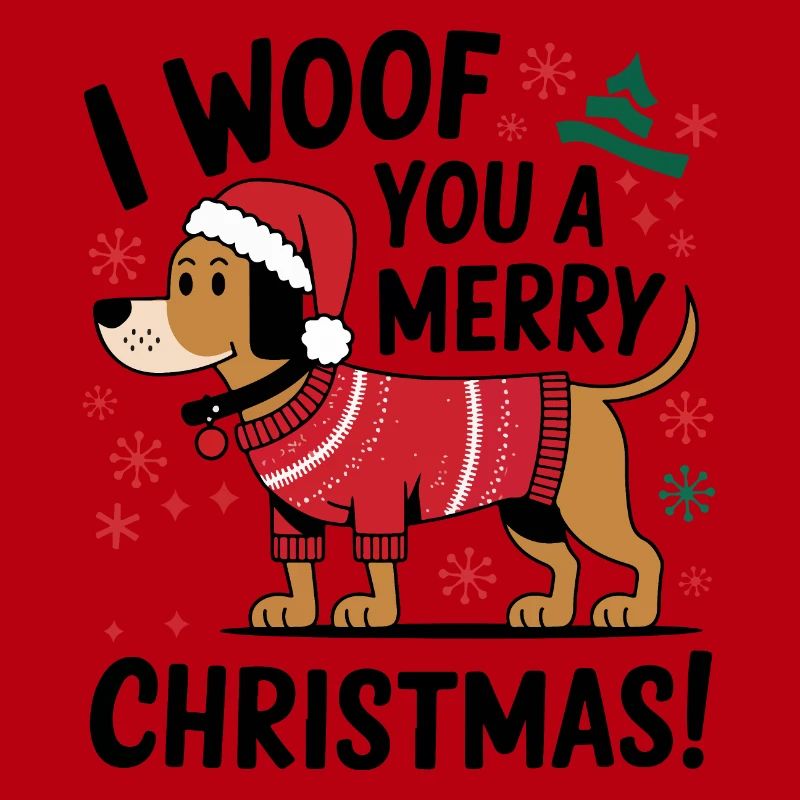 Festlicher Hund im Weihnachtspullover