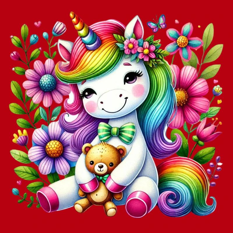 Regenbogen Einhorn Blumentraum