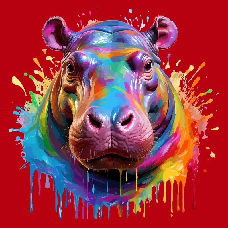 Bunter Hippo Farbexplosion