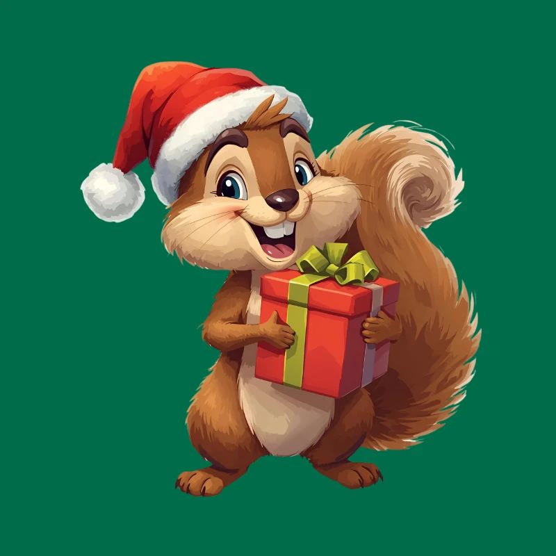 Weihnachts-Eichhörnchen mit Geschenk