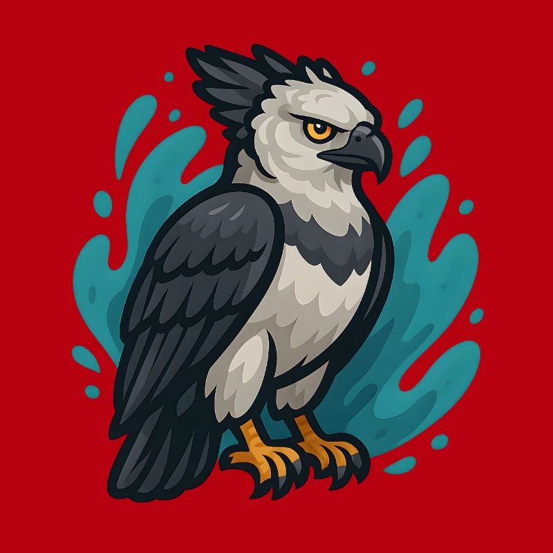 Harpy eagle with turquoise spray