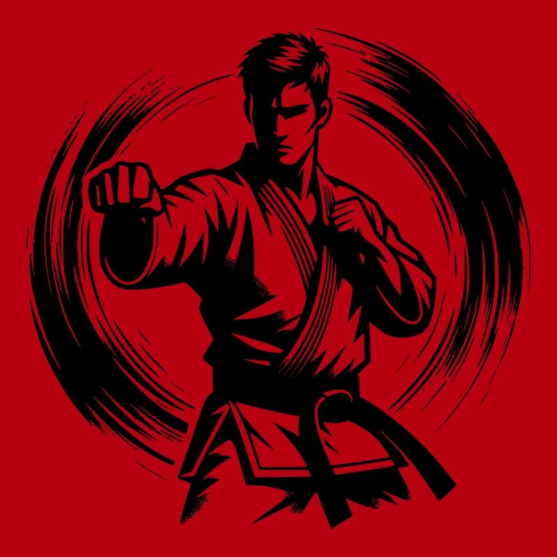 Dynamische Kampfpose Perfekte Karate Silhouette