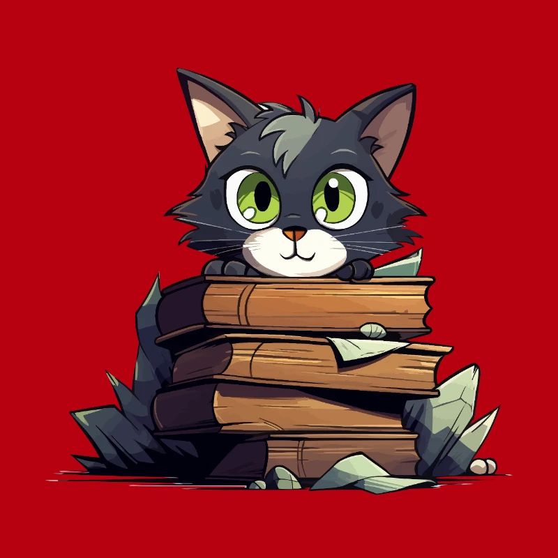 Cat Book Stack