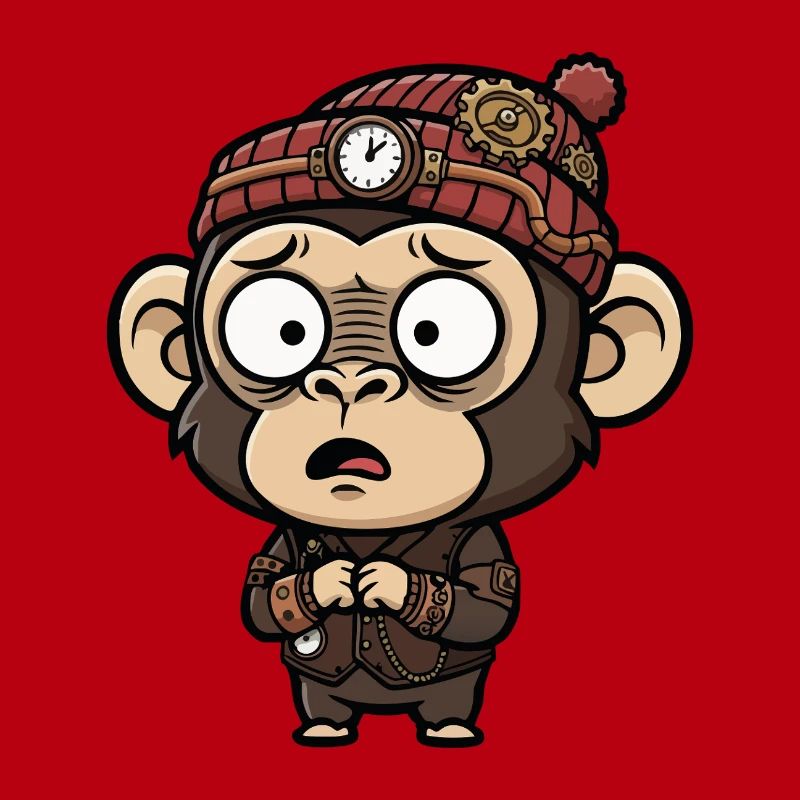 Monkey Inventor Steampunk Clock Hat