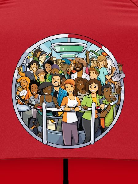 Bunt gemischte Reisende im Bus